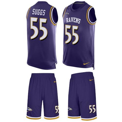Nike Ravens #55 Terrell Suggs Purple Team Color Men's Stitched NFL Limited Tank Top Suit Jersey